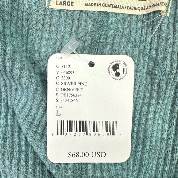 We The Free x Free People Microphone Drop Thermal Top - Size Large - Silver Pine - Picture 6 of 7